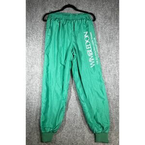 Vintage 80s Wimbledon Track Pants Green Windbreaker Joggers Small